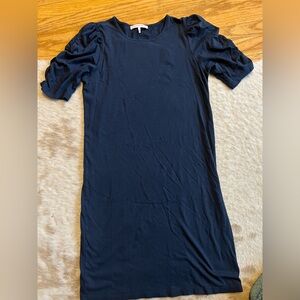 Frame Dark Blue Puff Sleeve Dress